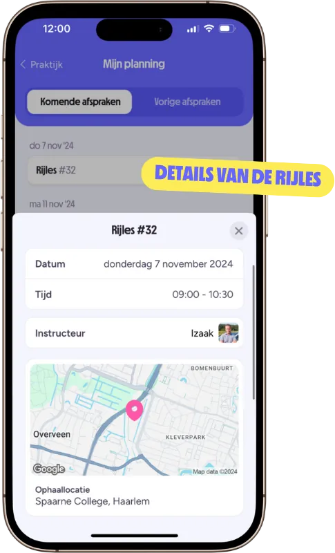Detailweergave per opfrisles met feedback van je instructeur en focuspunten